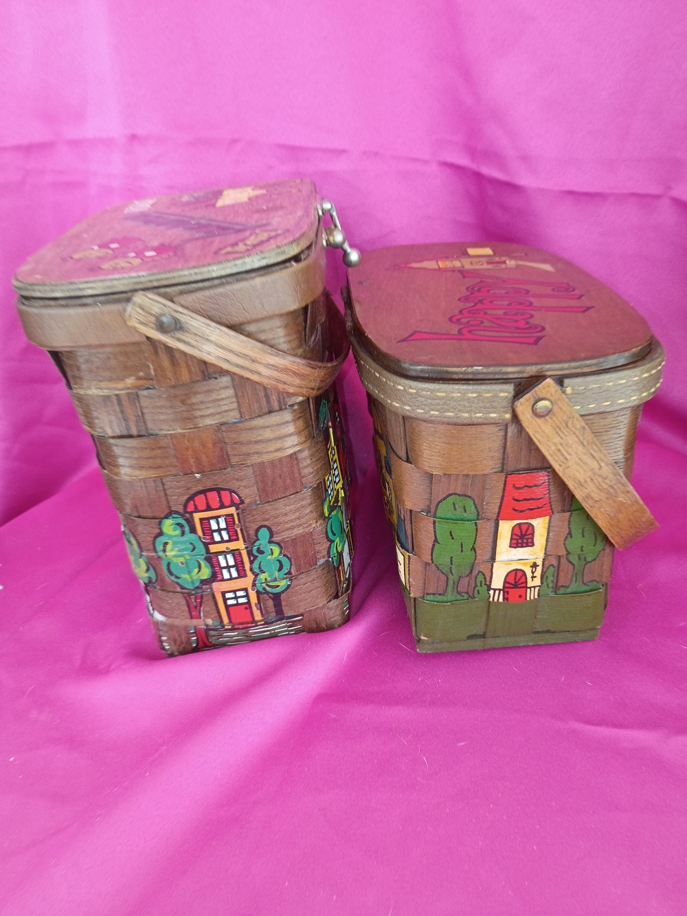 Caro Nan Hand Painted Vintage Baskets - Set of 2 - Picture 6 of 16